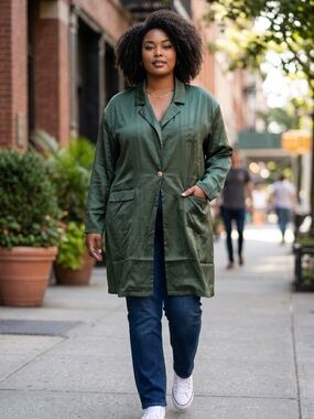 Green Tailored smoking jacket with Classic Lapel